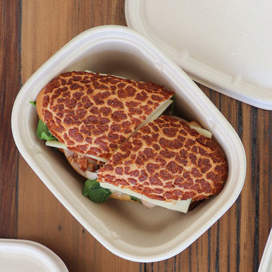 World Centric 44 oz Laminated Fiber Takeout Box 8.7 x 6.7 x 3.1in Compostable (QTY 400), SKU CT-SC-U3L-LF
