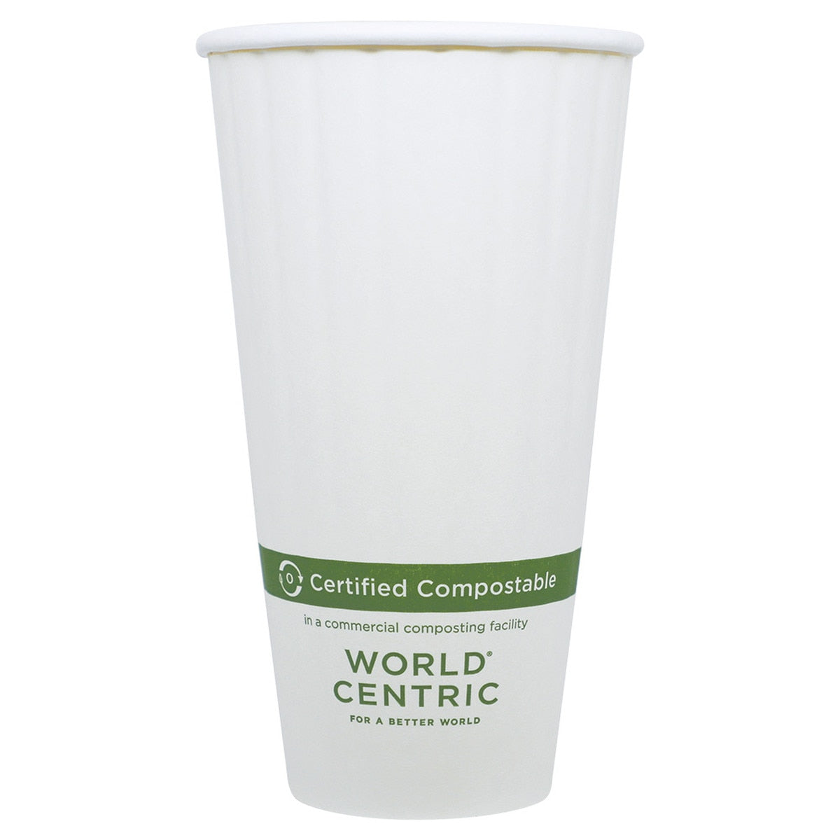 World Centric 20 oz Double Wall Paper Hot Cup White (QTY 600), SKU CU-PA-20D