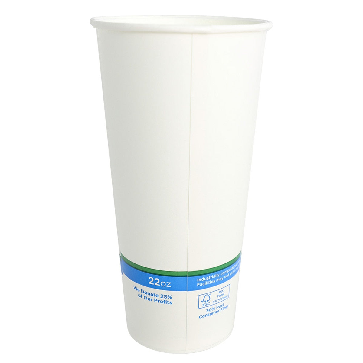 World Centric 22 oz Paper Cold Cup White Compostable FSC Certified (QTY 1000), SKU CU-PA-22C
