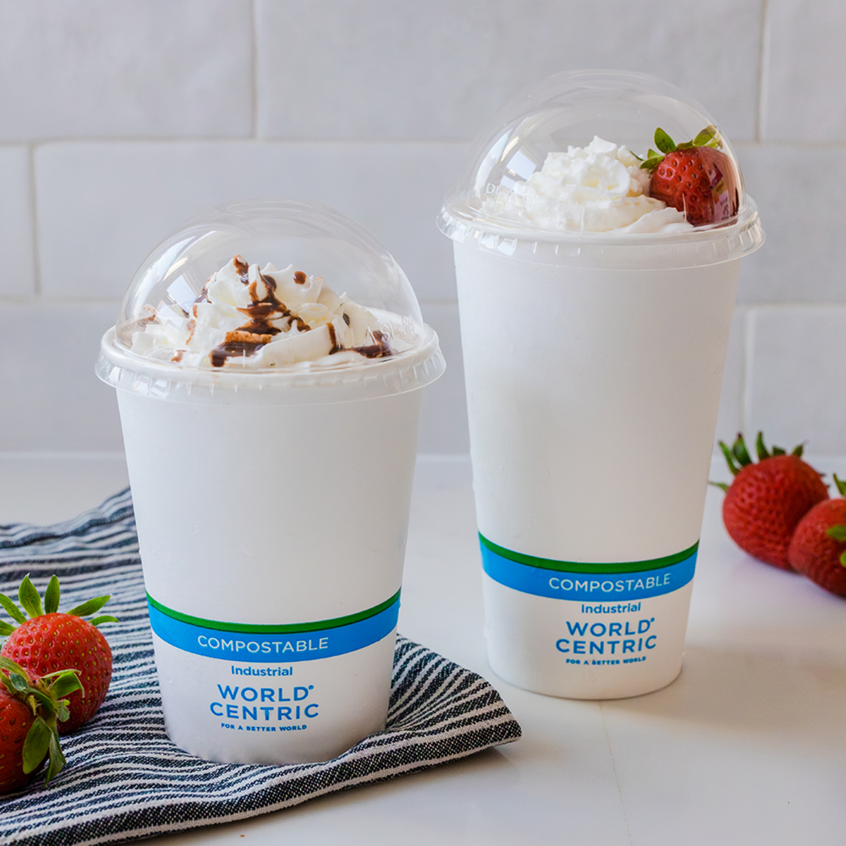 World Centric PLA Dome Lid with Straw Hole for 12-22 oz Paper Cold Cups Clear Compostable (QTY 1000), SKU CUL-CS-12D