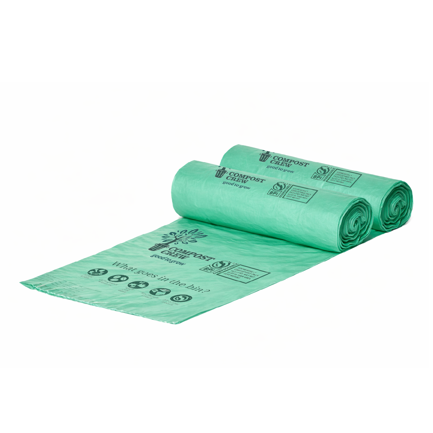 Compost Crew® Compostable Trash Bag Liners  – Heavy-Duty, BPI Certified, Leak-Resistant Liners