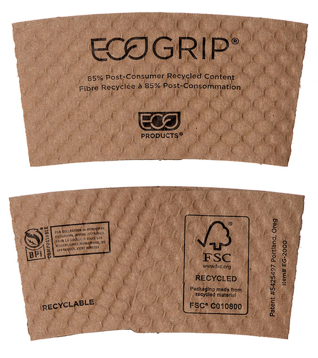 Eco-Products EcoGrip Compostable Cup Sleeves Fits 10–20oz Hot Cups (QTY 1300), SKU EG-2000
