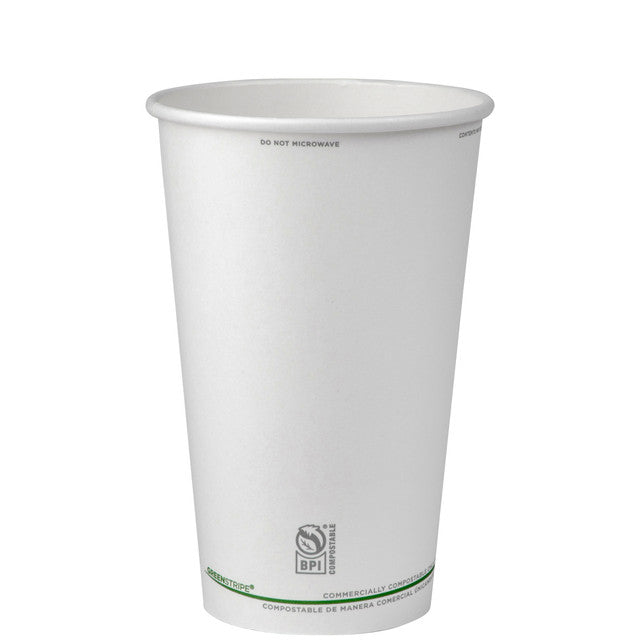 Eco-Products GreenStripe Compostable Hot Cups 16 oz Plant-Based (QTY 1000), SKU EP-BHC16-GS