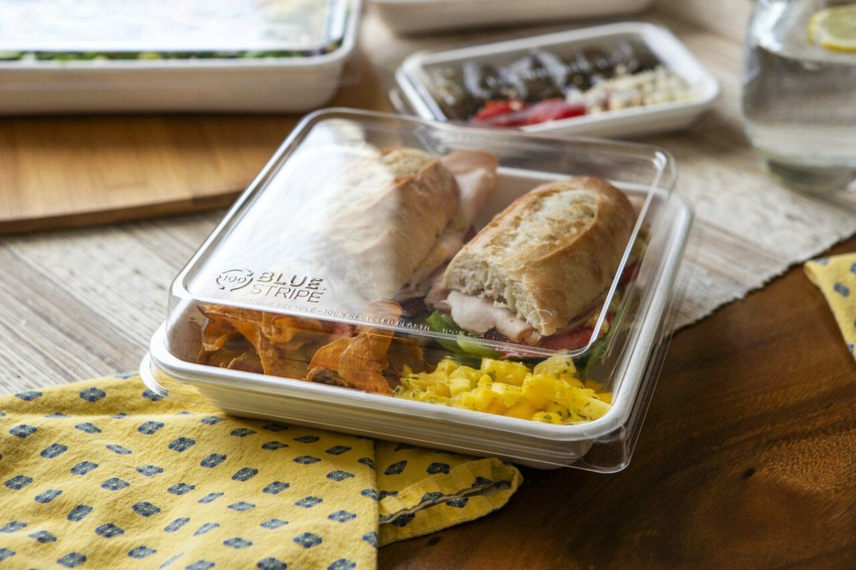 BlueStripe WorldView 100% Post-Consumer Recycled Content Lids, 9in Shallow, Fits 9in Square Molded Fiber Containers (QTY:200)