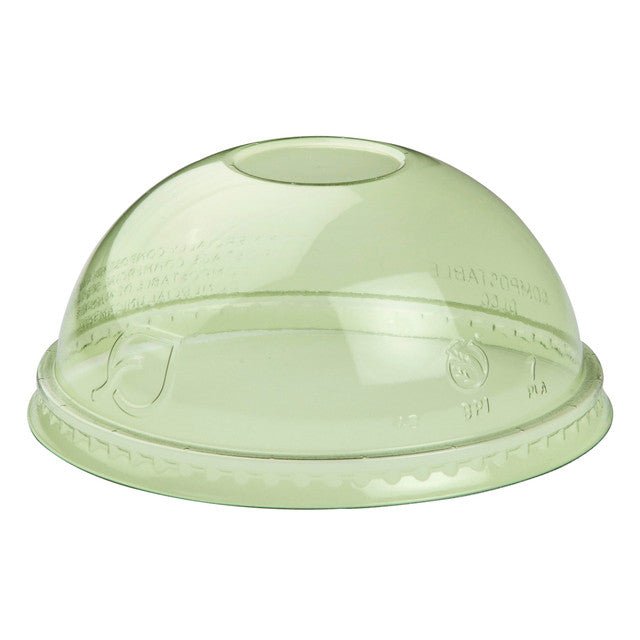 GreenStripe Veridian Renewable & Compostable Cold Cup Dome Lids - No Hole, Fits 9 - 24oz Cold Cups Green (QTY:1000)