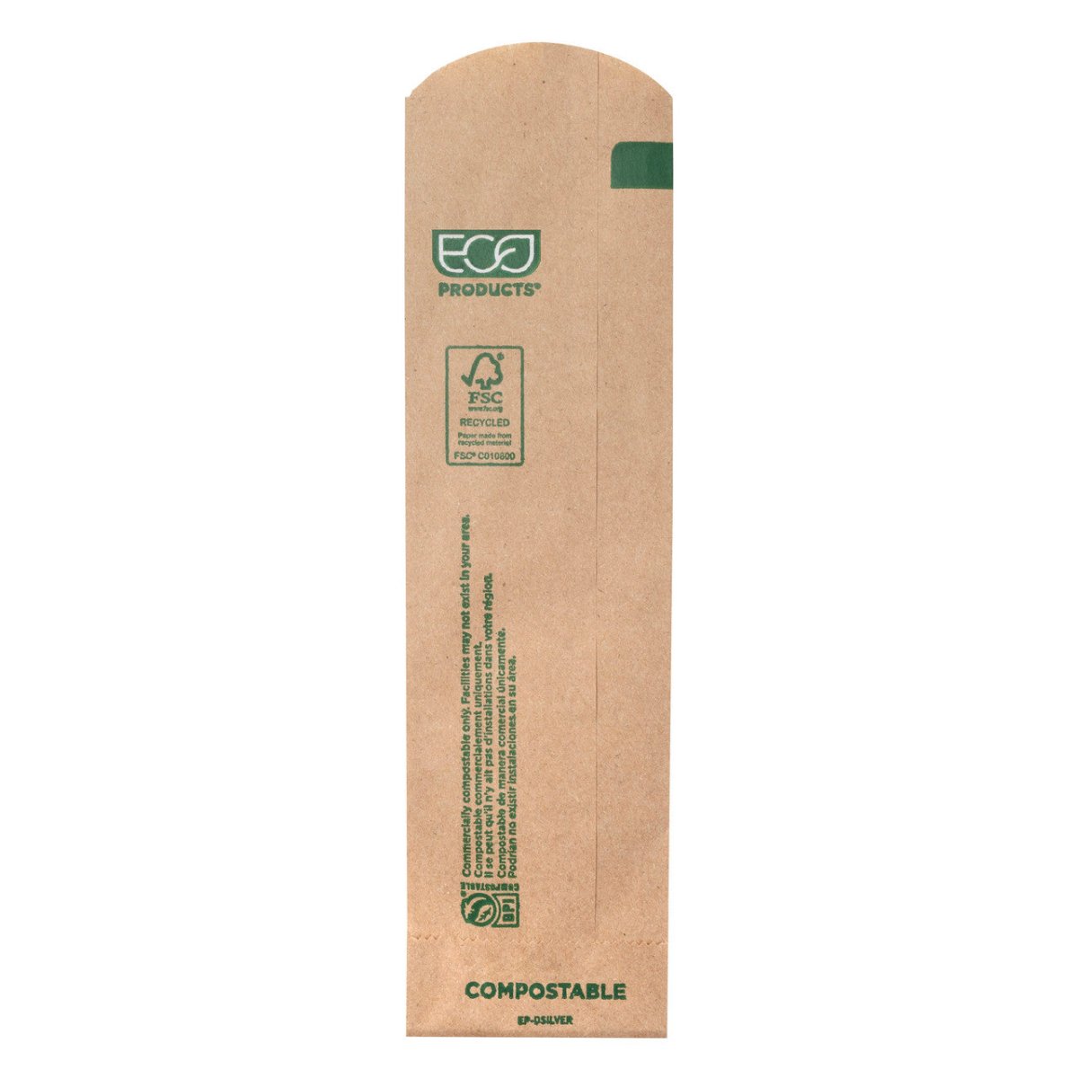 GreenStripe Renewable & Compostable Natural Silverware Bag 2.75x10, FSC Recycled 100% SA-COC-013255 (QTY:2000)