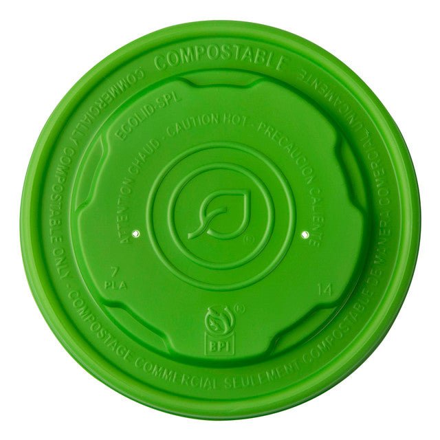 GreenStripe EcoLid Renewable & Compostable Soup Cup Lids - 12-32oz Green (QTY:500)