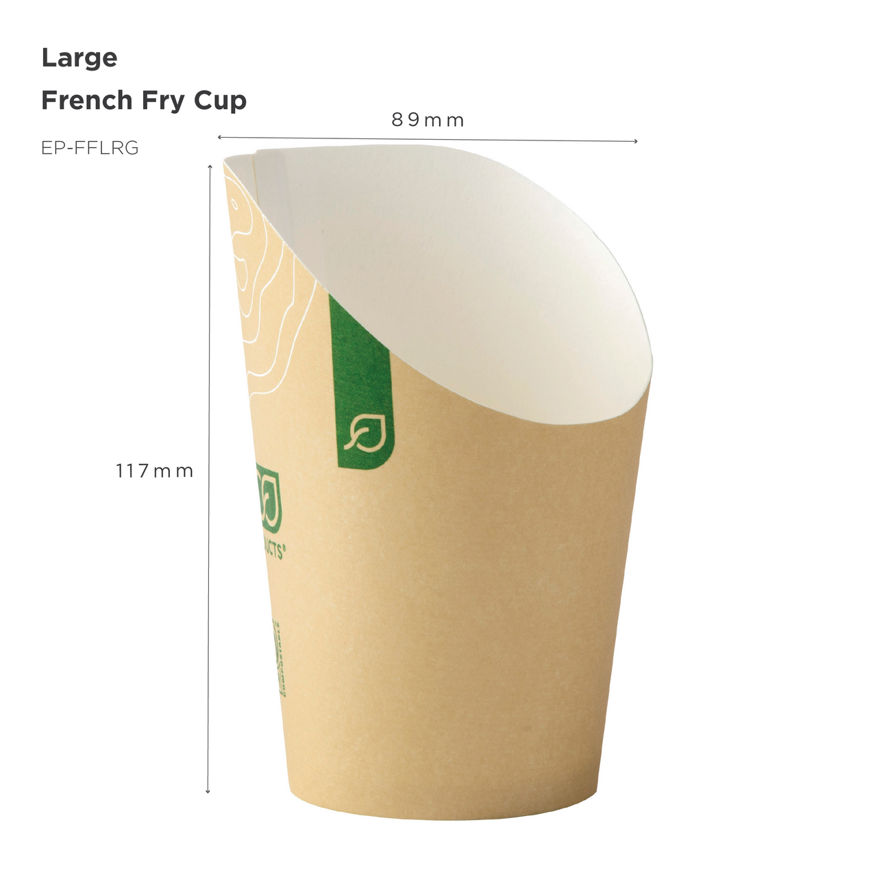 GreenStripe Renewable & Compostable French Fry Scoop & Cup, Large, Leaf Design (QTY:1000)