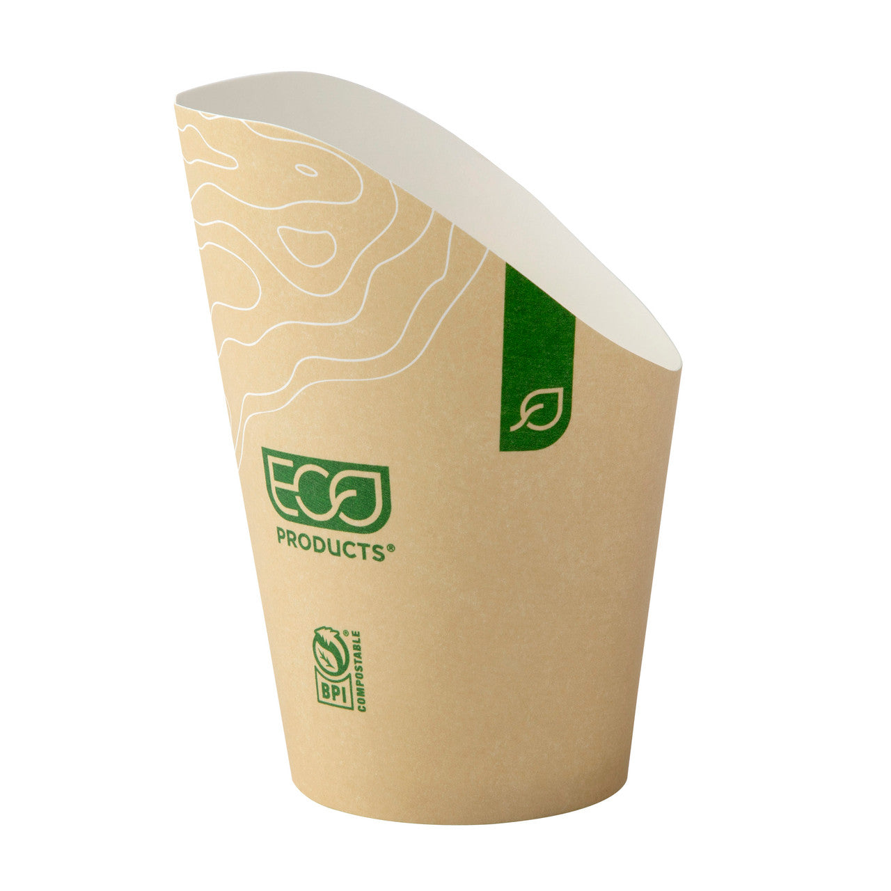 GreenStripe Renewable & Compostable French Fry Scoop & Cup, Large, Leaf Design (QTY:1000)