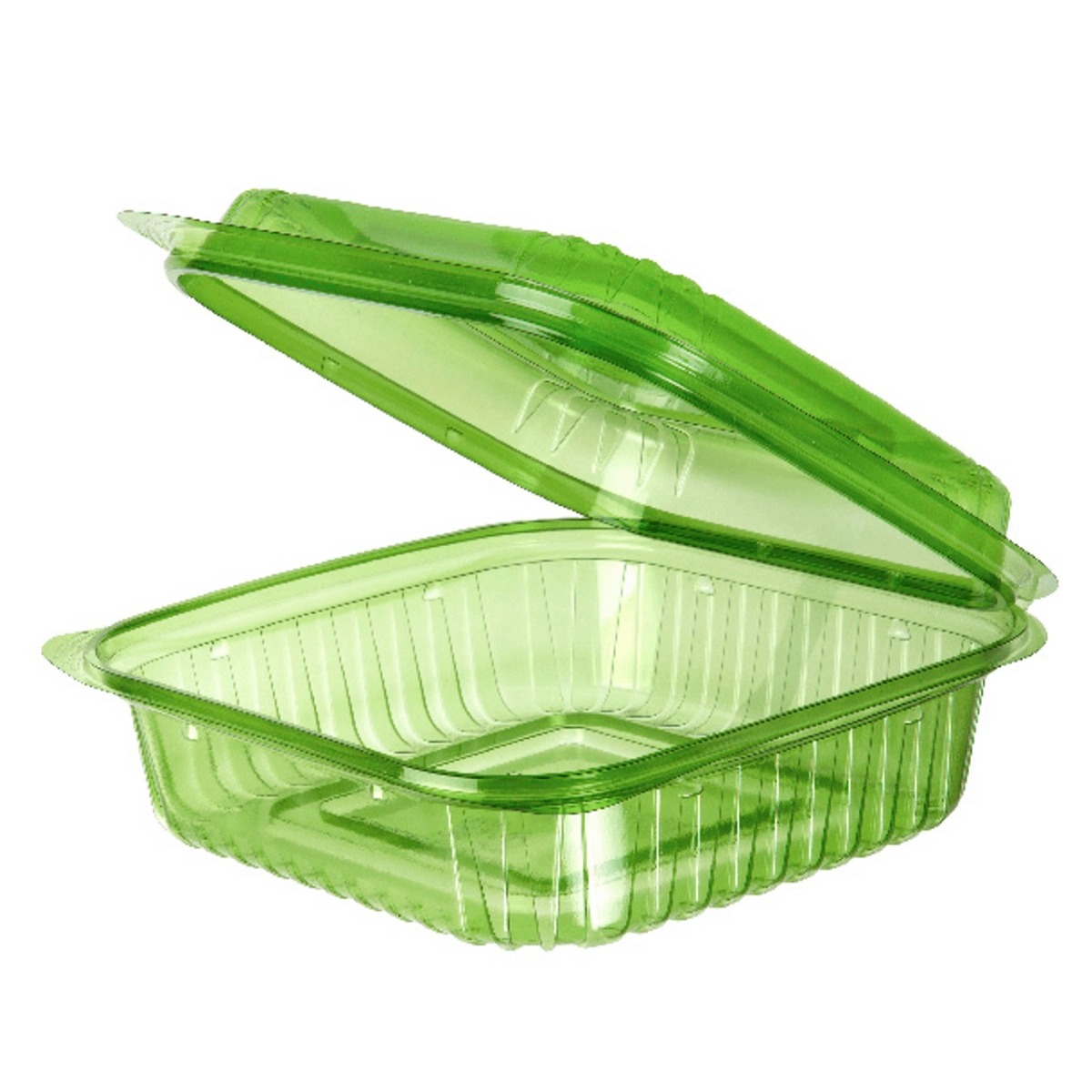 GreenStripe Renewable & Compostable PLA Clamshells - 8in x 8in x 3in Green (QTY:160)