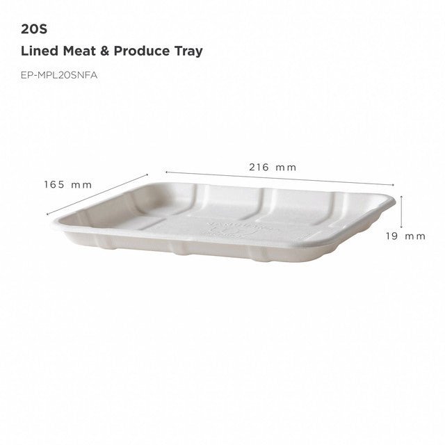 GreenStripe Vanguard Renewable & Compostable Lined Molded Fiber Meat & Produce Trays, 8.5 x 6.5 x 0.73in, 20S (QTY:600)