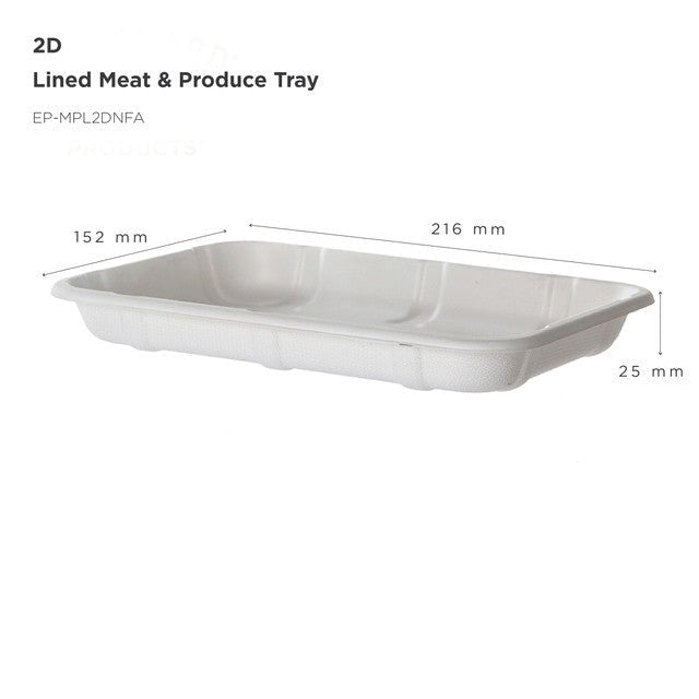 GreenStripe Vanguard Renewable & Compostable Lined Molded Fiber Meat & Produce Trays, 8.5 x 6 x 1.0in, 2D (QTY:400)