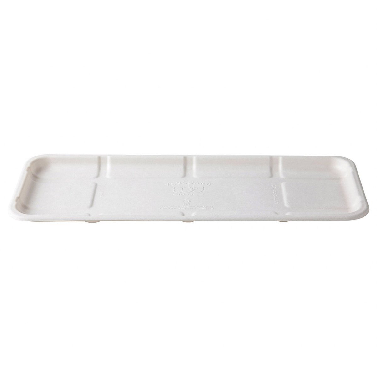 GreenStripe Vanguard Renewable & Compostable Lined Molded Fiber Meat & Produce Trays, 14.75" x 5.75" x 0.625"in, 7S (QTY:400)