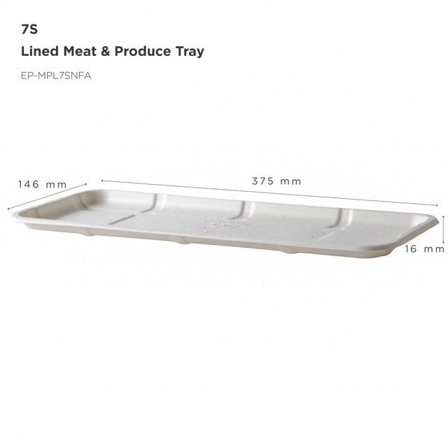 GreenStripe Vanguard Renewable & Compostable Lined Molded Fiber Meat & Produce Trays, 14.75" x 5.75" x 0.625"in, 7S (QTY:400)