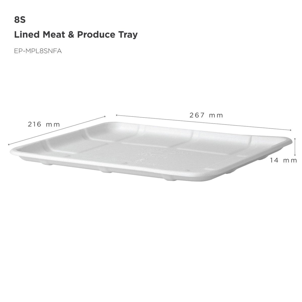 GreenStripe Vanguard Renewable & Compostable Lined Molded Fiber Meat & Produce Trays, 10.52 x 8.5 x 0.56in, 8S (QTY:300)