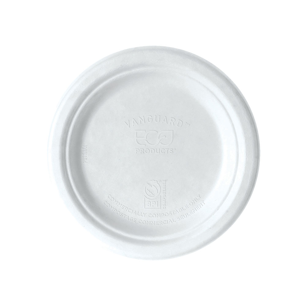 [OOS Until August 2026] Eco-Products Vanguard Sugarcane Plates 7in Compostable (QTY 1000), SKU EP-P011NFA