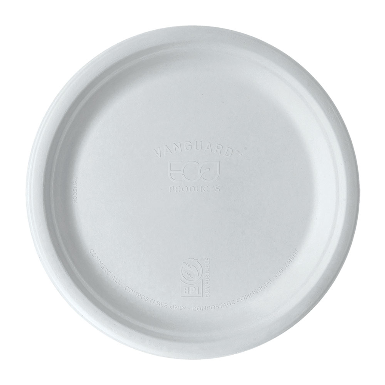 Eco-Products Vanguard Renewable & Compostable 9in Round Plates, No-Added PFAS (QTY 500), SKU EP-P013NFA