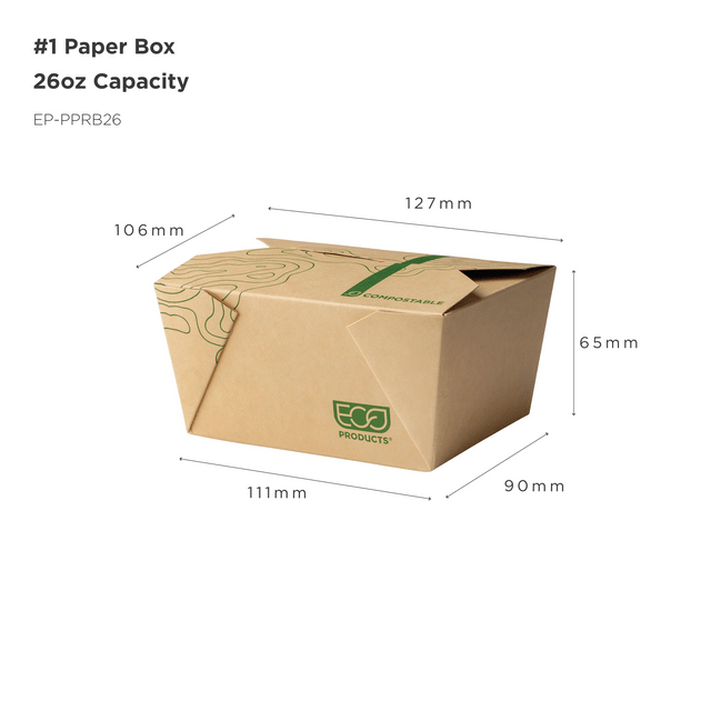 GreenStripe Renewable & Compostable 26oz Food Box #1, FSC Mix Credit SA-COC-013255 (QTY:400)
