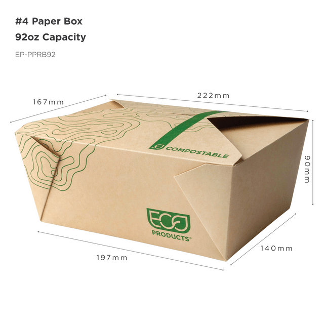 GreenStripe Renewable & Compostable 92oz Food Box #4, FSC Mix Credit SA-COC-013255 (QTY:200)