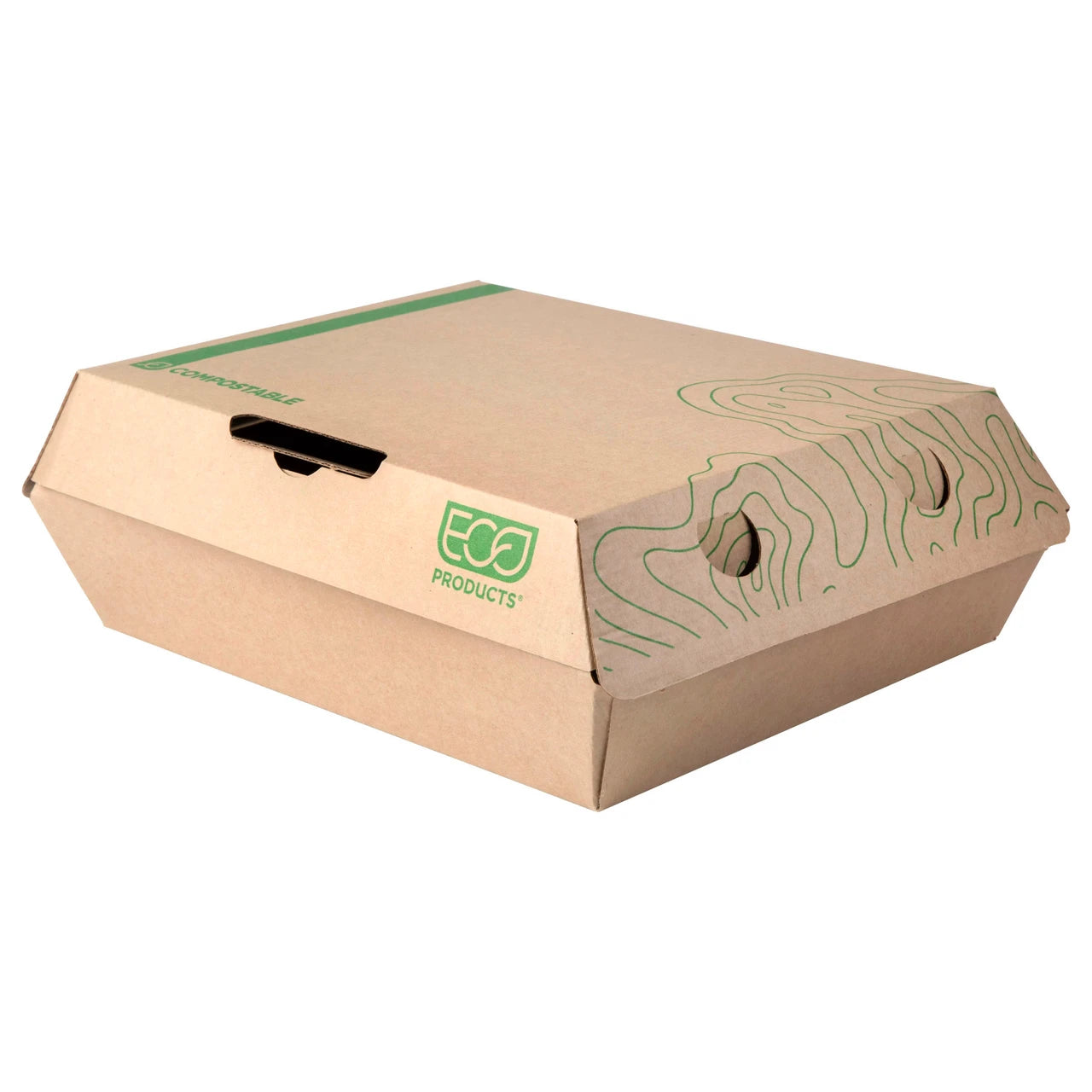 Eco-Products 10 x 7 in Corrugate Clamshell Kraft Compostable No Added PFAS (QTY 300), SKU EP-PPRHC107