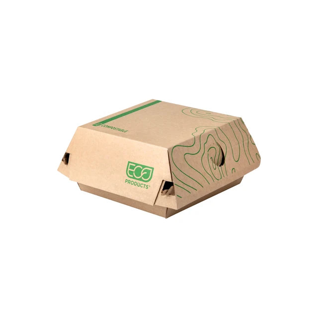 Eco-Products 6 x 6 in Corrugate Clamshell Kraft Compostable No Added PFAS (QTY 510), SKU EP-PPRHC66