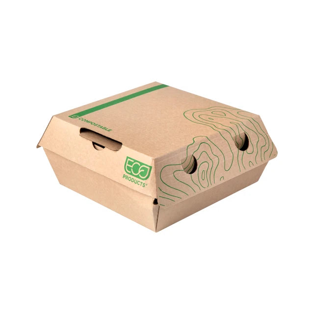 Eco-Products 7 x 6 in Corrugate Clamshell Kraft Compostable No Added PFAS (QTY 300), SKU EP-PPRHC76