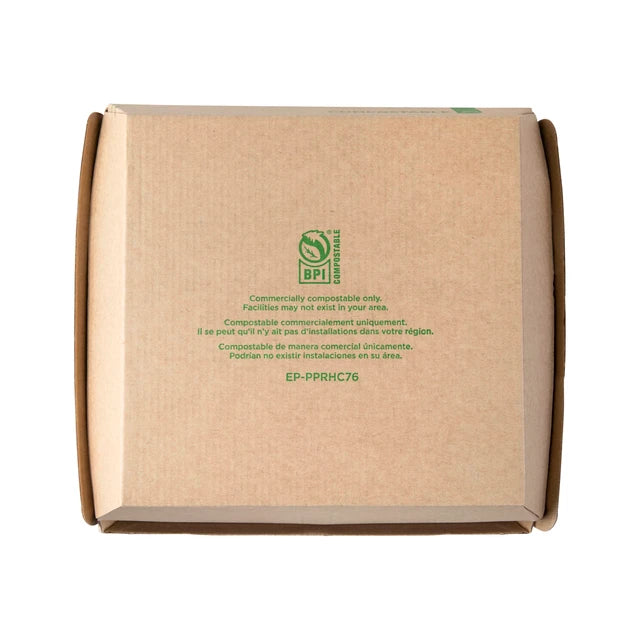 Eco-Products 7 x 6 in Corrugate Clamshell Kraft Compostable No Added PFAS (QTY 300), SKU EP-PPRHC76