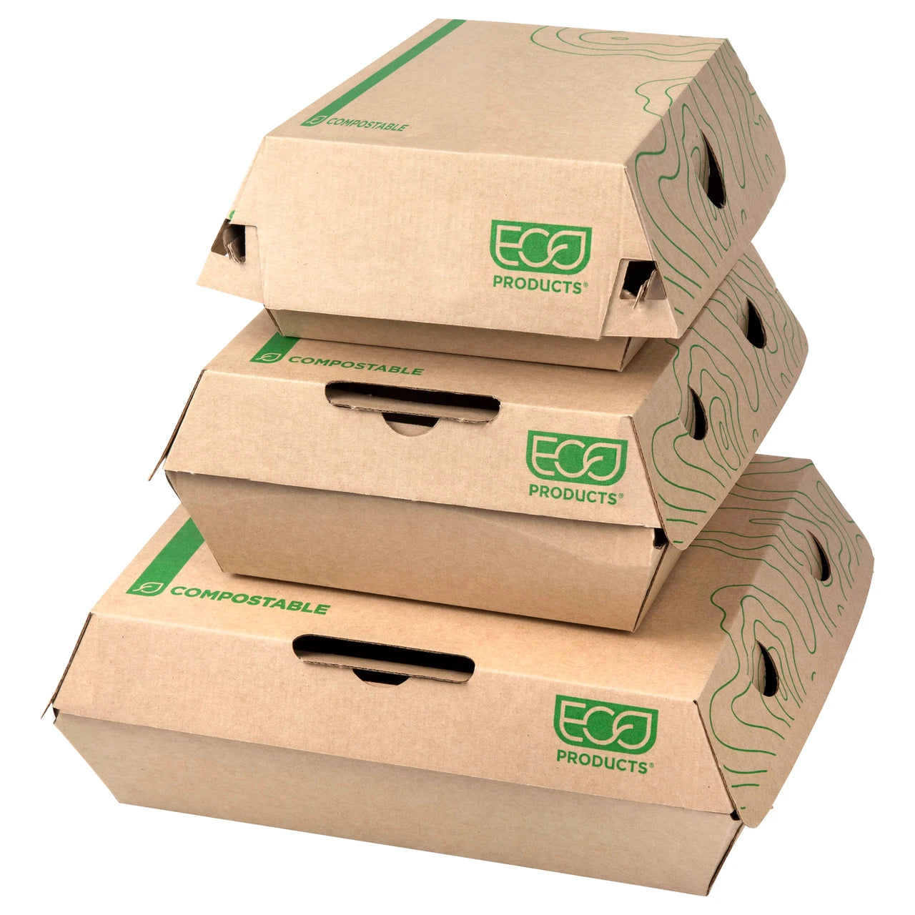 Eco-Products 10 x 7 in Corrugate Clamshell Kraft Compostable No Added PFAS (QTY 300), SKU EP-PPRHC107