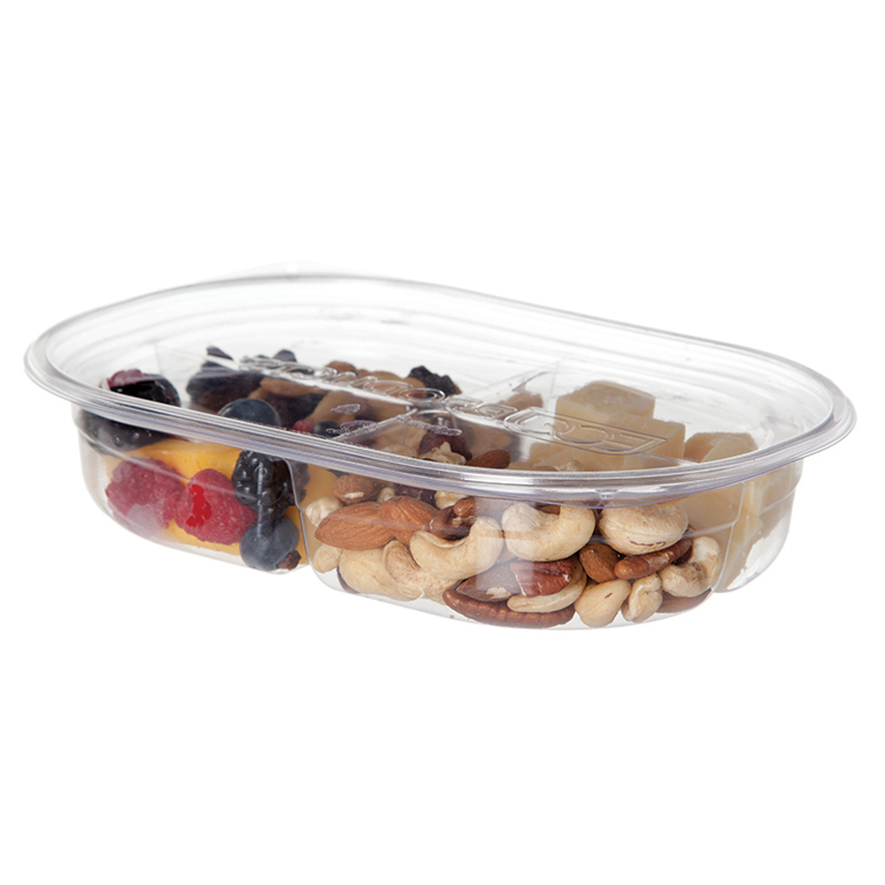 GreenStripe Renewable & Compostable Deli & Snack Containers - 32oz, 4-cmpt, Roval | Lids Sold Separately (QTY:400)