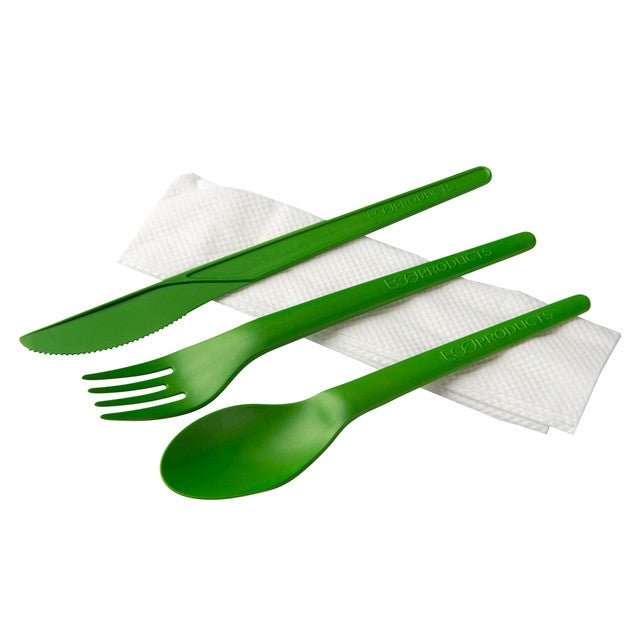 GreenStripe Veridian Plantware Renewable & Compostable Cutlery Kit - 6in Green (QTY:250)