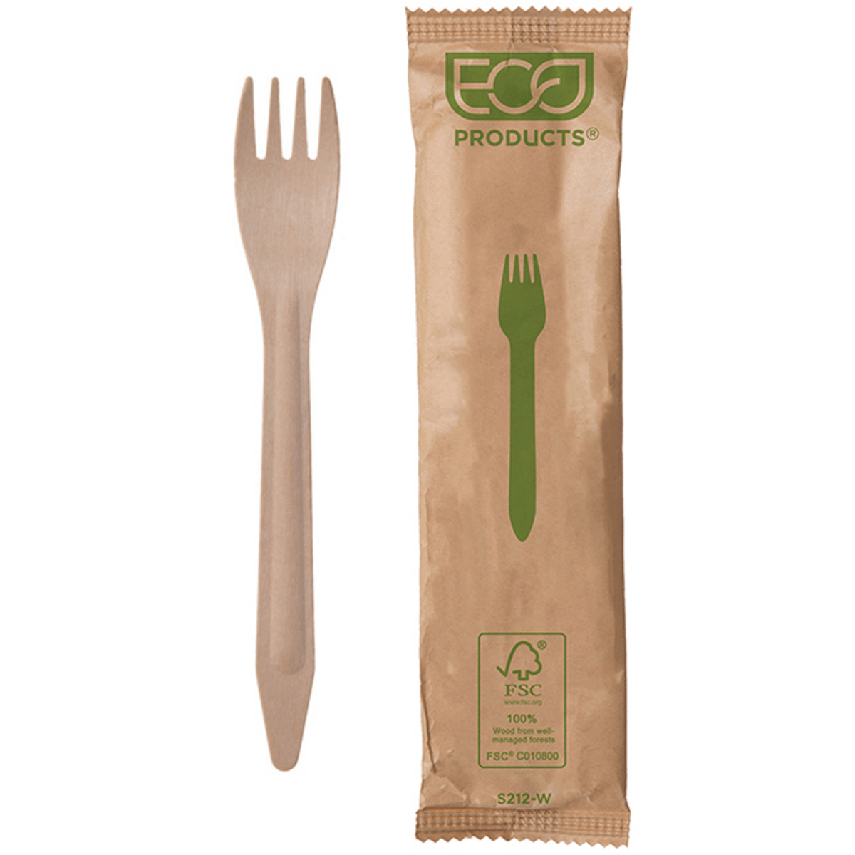 GreenStripe Wood Renewable & Compostable Wrapped FSC Certified Fork - 6.5in (QTY:500)