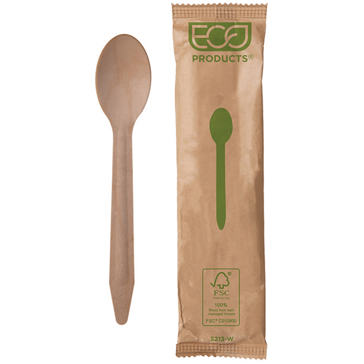 GreenStripe Wood Renewable & Compostable Wrapped FSC Certified Spoon - 6.5in (QTY:500)