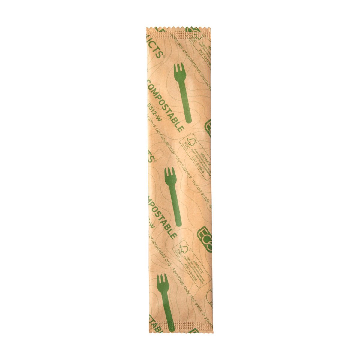 GreenStripe Renewable & Compostable Paper Cutlery Wrapped 6" Fork FSC MIX CREDIT (QTY:500)