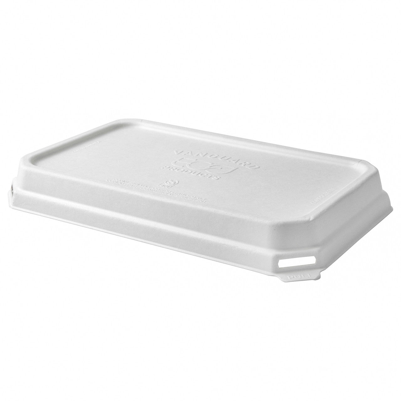 Eco-Products GreenStripe Vanguard Domed Rectangle Molded Fiber Lid Compostable Sugarcane Lid Fits SCRC107 (QTY 200), SKU EP-SCRC107DLIDNFA