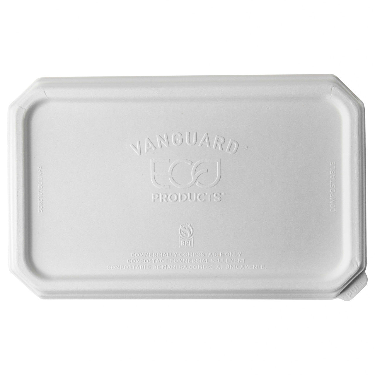 Eco-Products GreenStripe Vanguard Domed Rectangle Molded Fiber Lid Compostable Sugarcane Lid Fits SCRC107 (QTY 200), SKU EP-SCRC107DLIDNFA