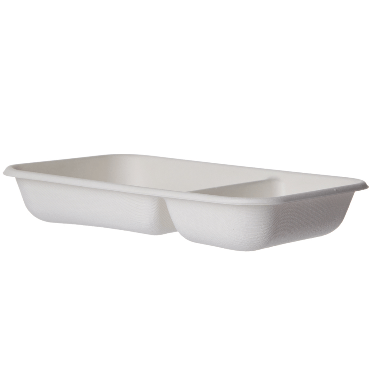 Vanguard WorldView Renewable & Compostable Sugarcane Take-Out Containers - 2-Cmpt 24oz Rectangle (QTY:400)