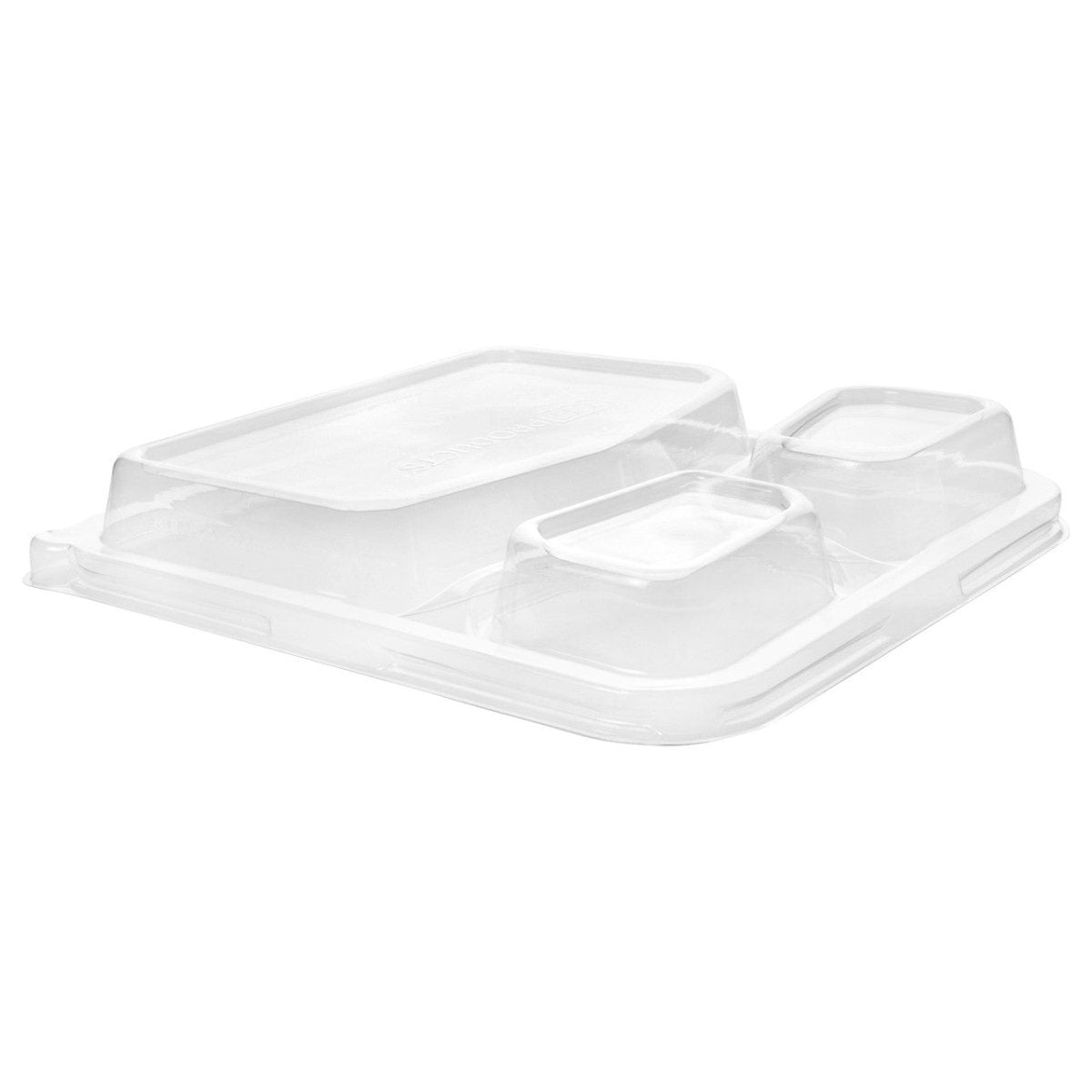 WorldView 100% Recycled Content 3-Cmpt Lid, Fits 9in 3-Cmpt Square Molded Fiber Containers (QTY:200)