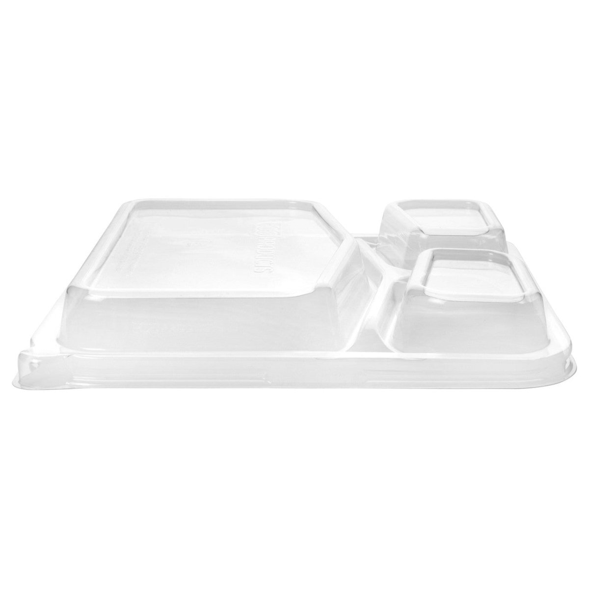 WorldView 100% Recycled Content 3-Cmpt Lid, Fits 9in 3-Cmpt Square Molded Fiber Containers (QTY:200)