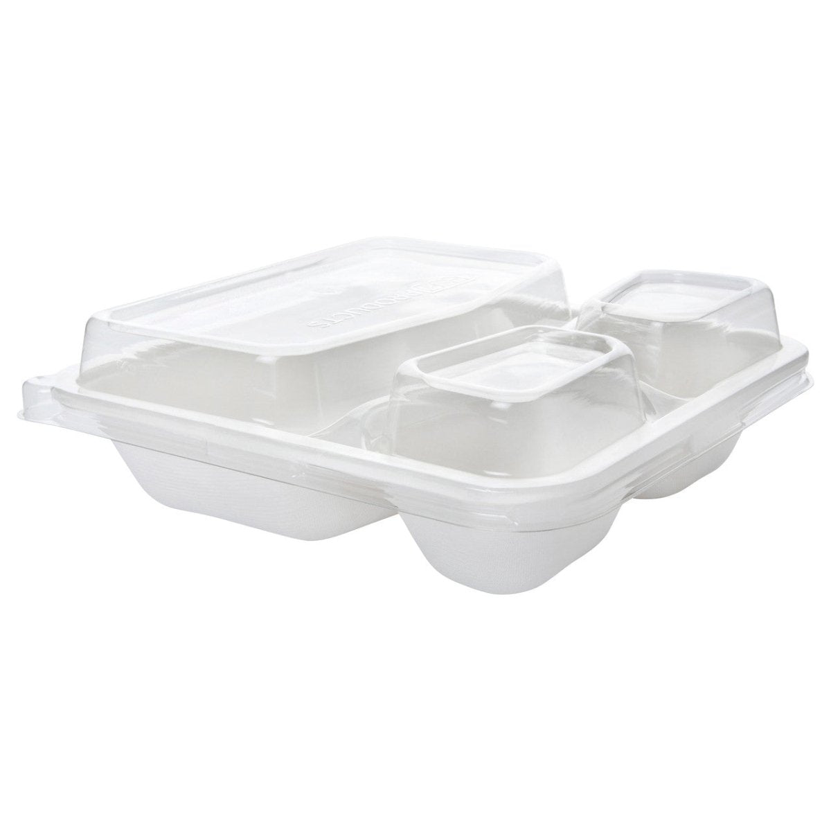 WorldView 100% Recycled Content 3-Cmpt Lid, Fits 9in 3-Cmpt Square Molded Fiber Containers (QTY:200)