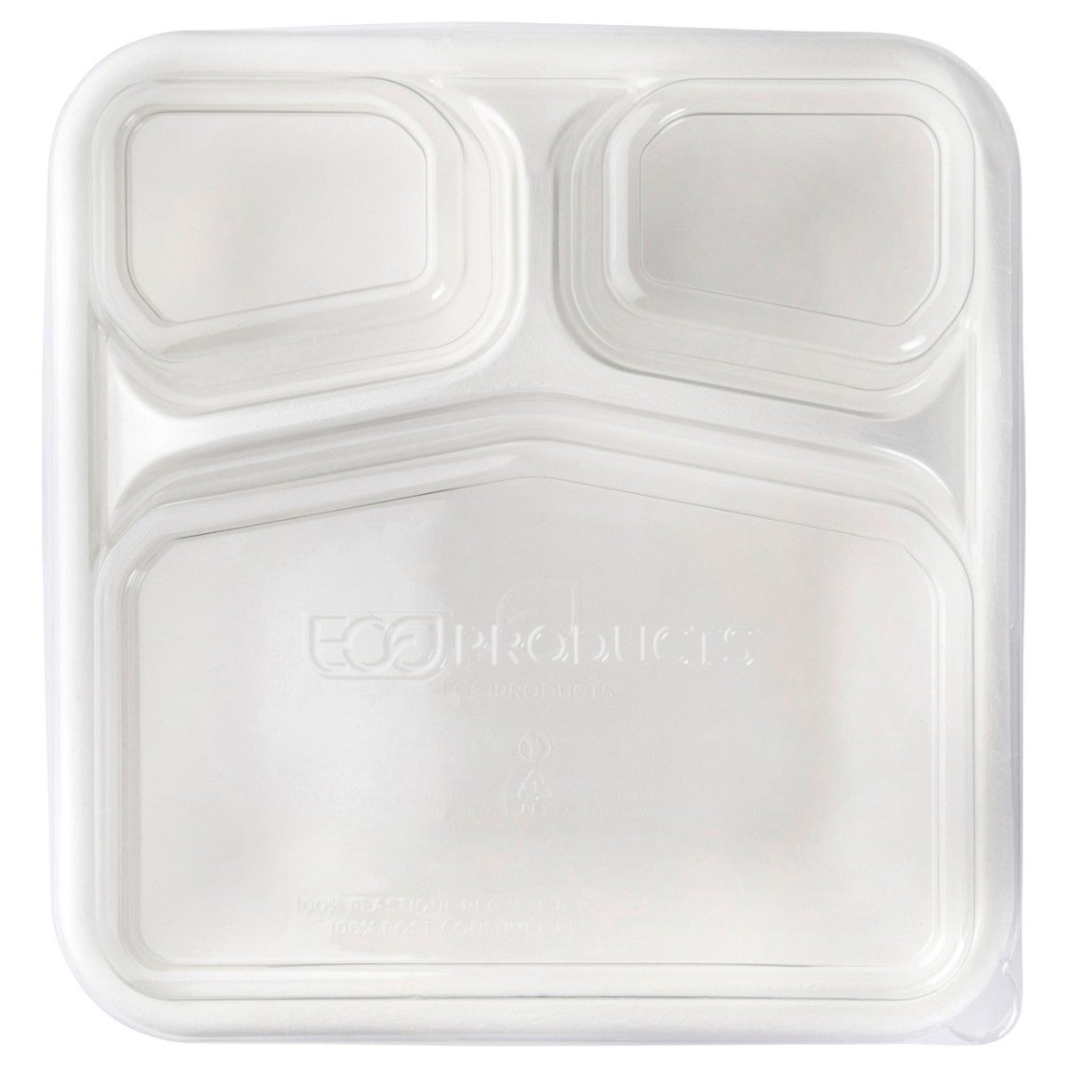 WorldView 100% Recycled Content 3-Cmpt Lid, Fits 9in 3-Cmpt Square Molded Fiber Containers (QTY:200)