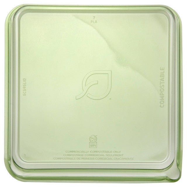 GreenStripe Veridian WorldView Renewable & Compostable Lids, 9in Shallow, Fits 9in Square Molded Fiber Containers Green (QTY:200)