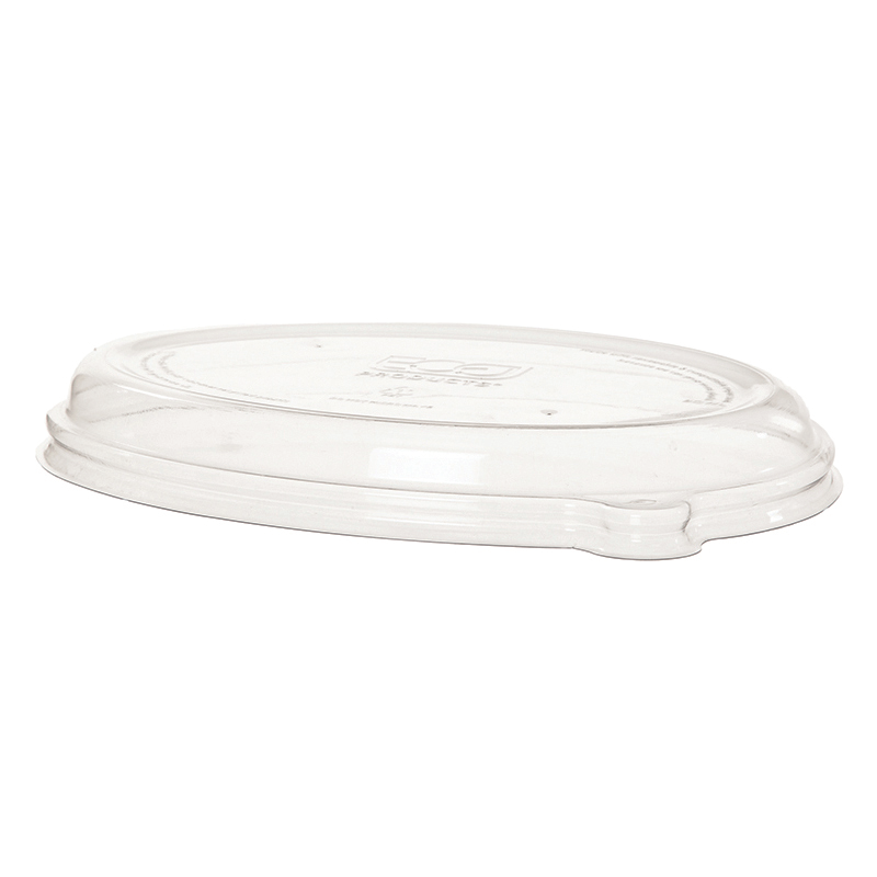 Eco-Products WorldView 100% Recycled PET Lid for 24-32 oz Oval Sugarcane Containers, Clear (QTY 300), SKU EP-SCV32LID-R