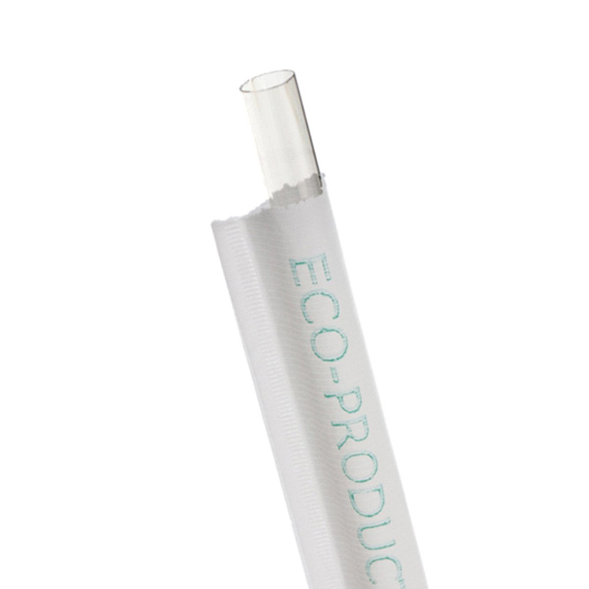 GreenStripe 7.75in Clear Wrapped Straw, 8mm diameter (QTY:7200)