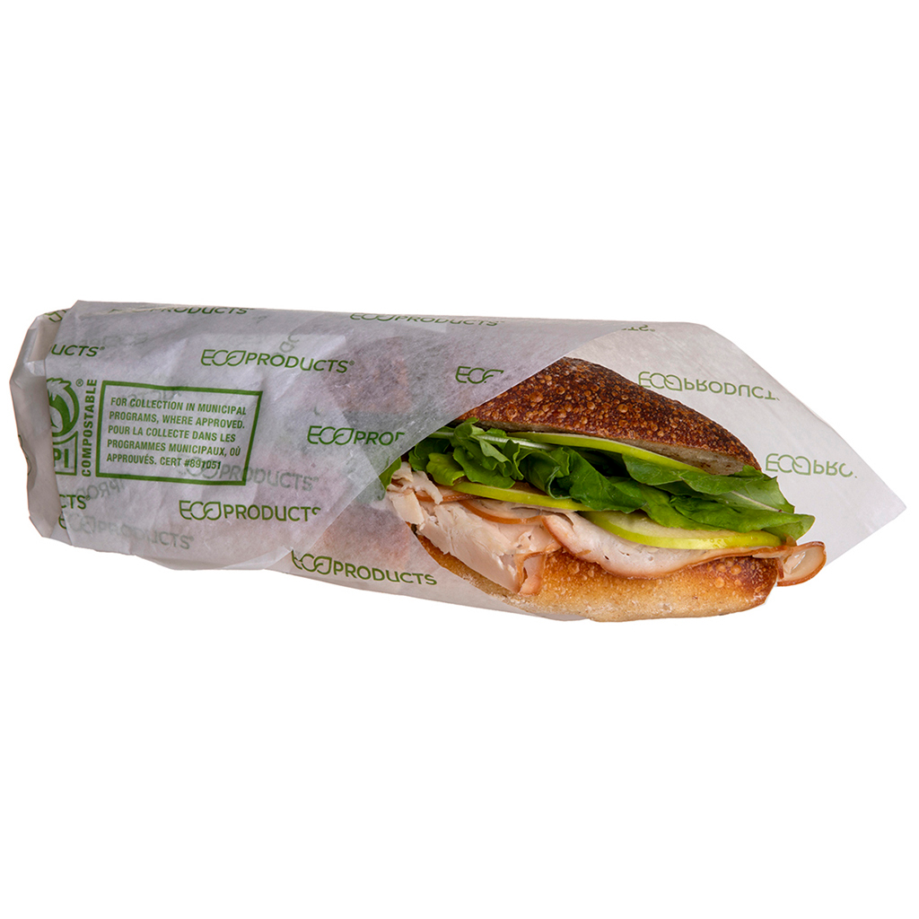 Eco-Products GreenStripe Renewable & Compostable Sandwich Wrap, 12 × 12 in (QTY 5000), SKU EP-WRP1212
