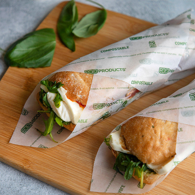 Eco-Products GreenStripe Renewable & Compostable Sandwich Wrap, 12 × 12 in (QTY 5000), SKU EP-WRP1212