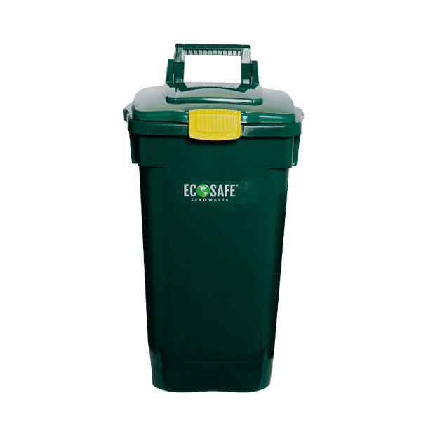 EcoSafe Zero Waste 13-Gallon Curbside Cart Green, Recycled Plastic, Animal Lock, Wheels (QTY 1), SKU CCGRN