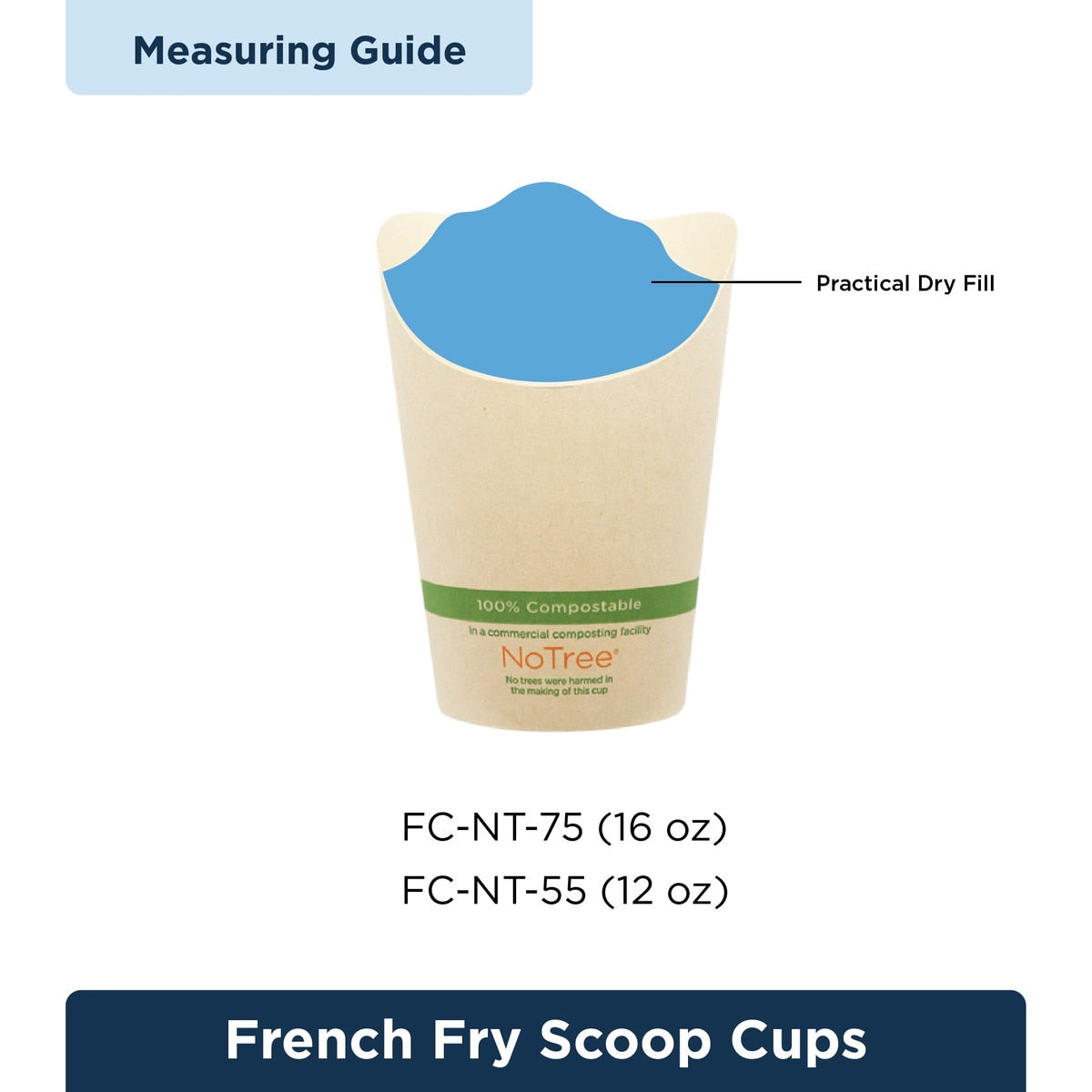 World Centric NoTree Paper French Fry Scoop Cup 12oz Compostable (QTY 1000), SKU FC-NT-55