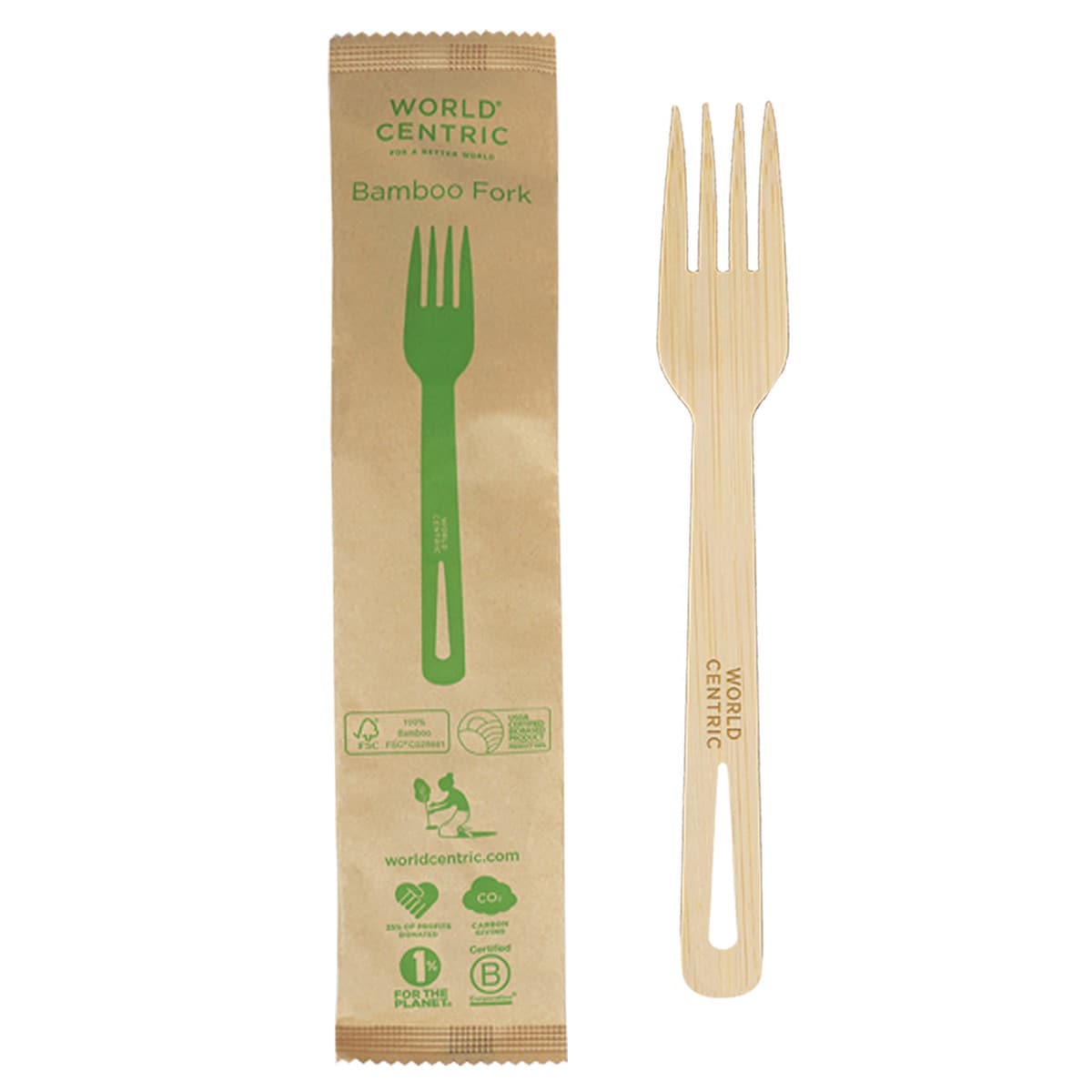 World Centric 6.7" Bamboo Forks - Wrapped (QTY:750)