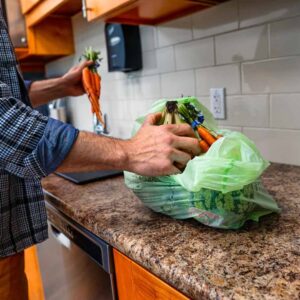 EcoSafe Zero Waste Compostable Shopping Bag with Handles, 12 × 7 × 20 in, 0.85 mil, 15 lb Capacity (QTY 500), SKU TB1920-85