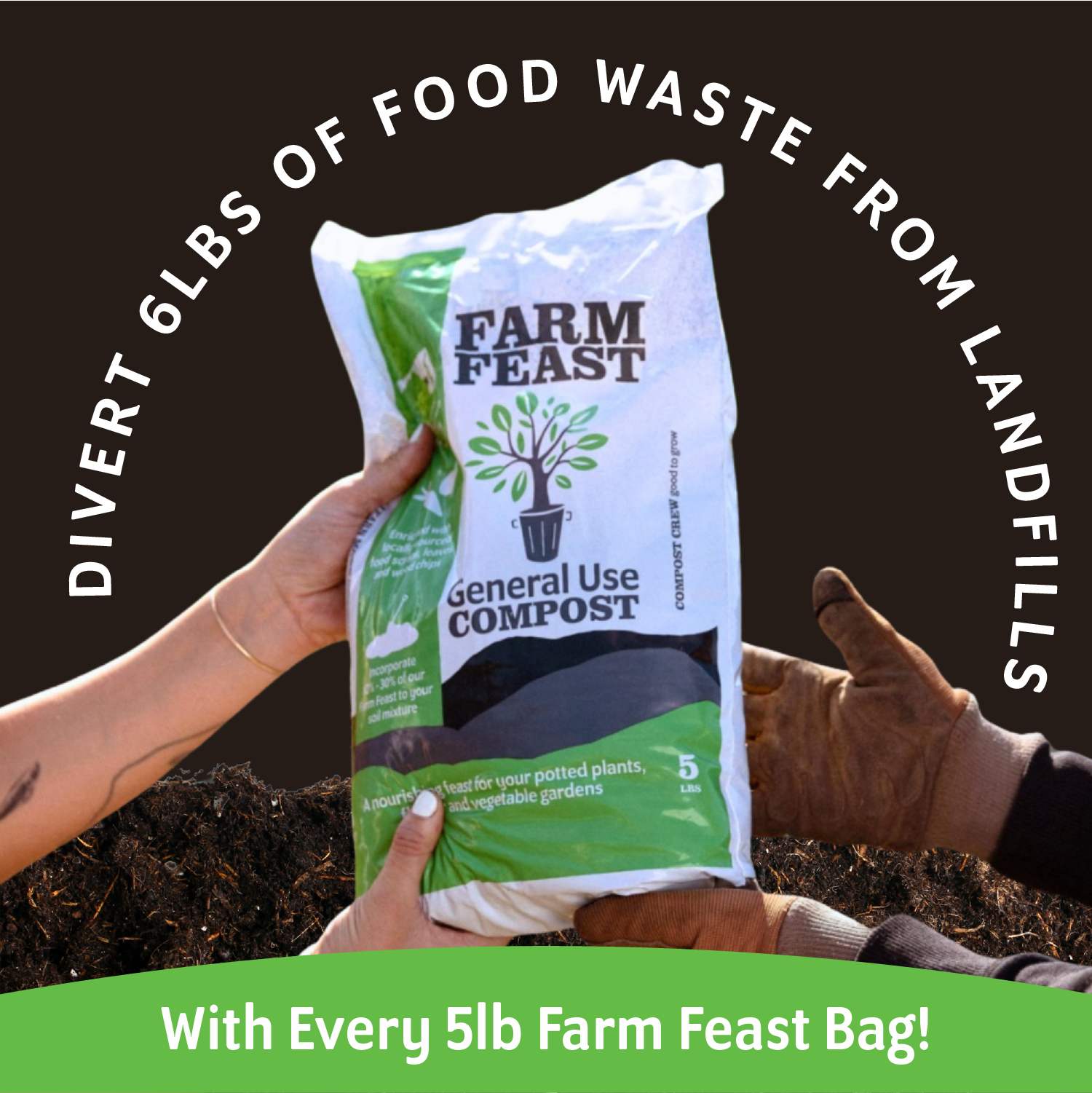 Compost Crew Farm Feast General Use Compost 5lb Bag